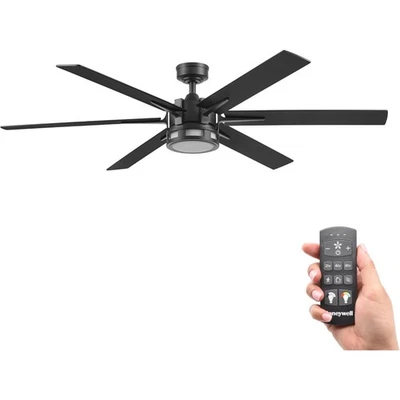 Honeywell Kaliza Ceiling Fan, Color Changing LED and Remote Control, 60", Black - Image 1 of 4