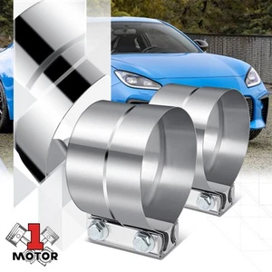2Pcs 4" OD Stainless Steel Lap Joint Exhaust Muffler Pipe Clamp Sleeve Coupler - Bild 1 von 5