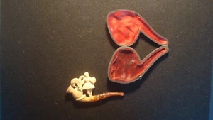 Raro - Pipa de fumar tallada en espuma de mar - con estuche ajustado - Vástago reparado - Dama - Imagen 1 de 8