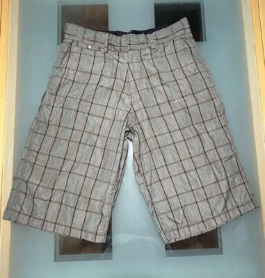 Element Vintage Shorts Mens 32 Blue Gray Plaid Flat Front Pockets Skateboarding - Image 1 of 4