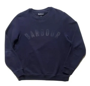 BARBOUR Sweatshirt Jumper Mens M Navy Blue Chest Logo - Picture 1 of 10