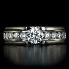 Chanel Setting White Moissanite Wedding Engagement Ring 1.75 Ct 14k White Gold