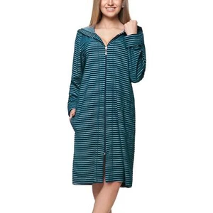 Aquarti Damen Bademantel mit Reißverschluss Streifenmuster - Bild 1 von 46