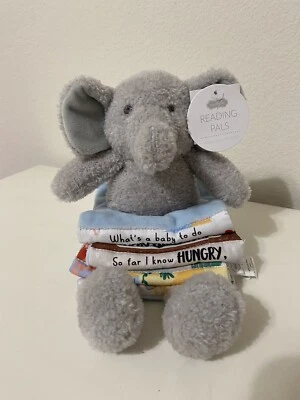 Mud Pie Reading Pals Blue Elephant Plush Soft Book NWT - Image 1 of 4