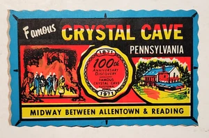 Pegatina de equipaje autoadhesiva vintage: Crystal Cave, Pennsylvania (años 70) - Imagen 1 de 2