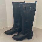 Giani Bernini Women's Tall Black Leather Boots With Elastic Insets Size 8.5 Sb22