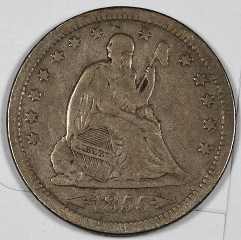 1855 Seated Liberty Quarter.  Fine.  186796 Cover