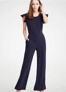 Ann Taylor Mujer Azul Marino Manga Corta Mono Bolsillos Talla 12 Alto - Imagen 1 de 7