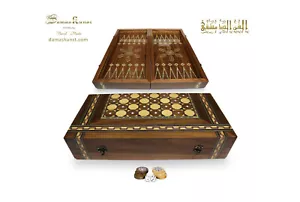 Holz Backgammon/Schach Brett Mit Holz Steine BC 595 - Bild 1 von 13