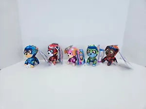Set Of 5 PAW Patrol 4" Mighty Pups Plush Toys w/Keychain Clip or backpack clip - Picture 1 of 10