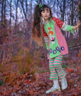Pebbles-Flinstones-sz 6/7-Dress-Custom- 1 Of A Kind-Gorgeous Appliqu&#233;s-Long Hood