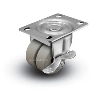 2SBM120TB 2" Low Profile Swivel Plate Caster with Brake, TPR Wheel, 180 lbs Cap - Picture 1 of 1
