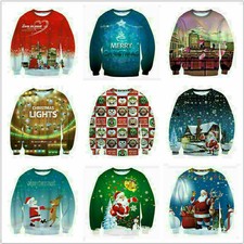 Xmas Unisex UGLY CHRISTMAS Sweater Vacation Santa Funny Womens Men Sweatshirt