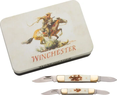 Juego de navajas de bolsillo plegables Winchester Stockman Combo blancas imitación ciervo 6220096W Foto 1 de 2