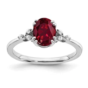 Sterling Silver Lab Created Ruby & Diamond Ring Size 6 for Women 1.94gm - Picture 1 of 7