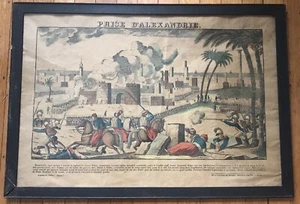 ANTIGUA LITOGRAFÍA FRANCESA NAPOLEÓN BONAPARTE COLOR - PRISE D'ALEXANDRIE - Imagen 1 de 12