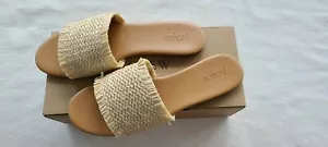 New J.CREW women size 9.5 natural raffia slide sandals - Picture 1 of 2