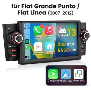 Radio de coche para Fiat Grande Punto 2007-2012 Linea GPS Navi Android 14 Carplay DAB+ - Imagen 1 de 12