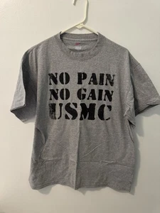 Soffe Gray USMC “No Pain No Gain” Graphic Tee Size L - Picture 1 of 3