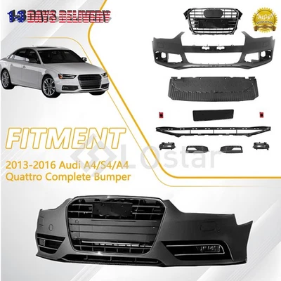 For 2013 2014 2015 2016 Audi A4/S4/A4 Quattro Complete Bumper Cover Grille Set Foto 1 de 4