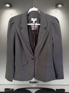 Elle Gray Polka Dot One Button Career Office Blazer Size 8 NWT - Picture 1 of 15