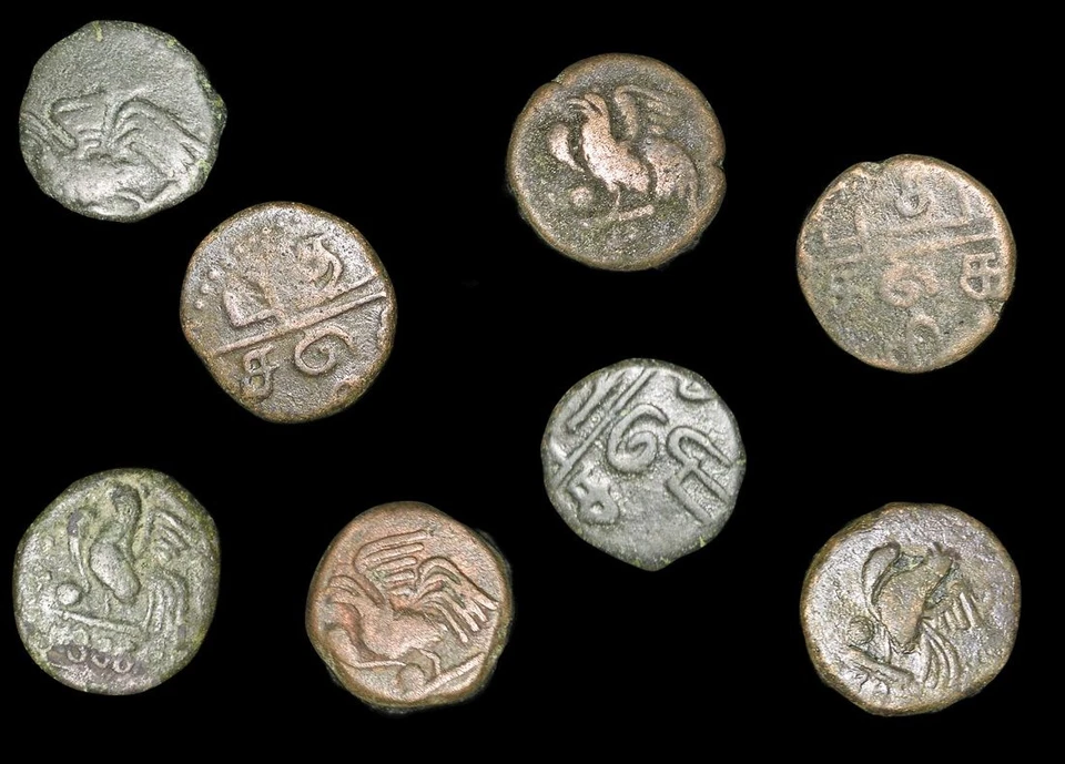 Juego de 3 monedas India Francesa KM52 Bronce de Pondicherry Mint Circa 1836-1837 CE Foto 1 de 2