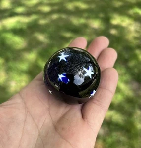 Glass Eye Studio Cobalt Blue With Stars 1.75" Paperweight - Picture 1 of 8