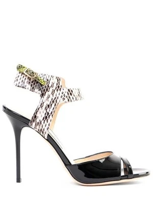 Jimmy CHOO MARCIA SANDALIAS SERPIENTE ELAPHE CHAROL NEGRO VERDE 39 Foto 1 de 4