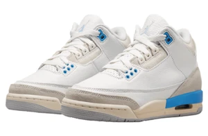 [DM0966-101] Air Jordan 3 Retro Preschool Lucky Short Hydrogen Blue-Legend *NEW* - Picture 1 of 6