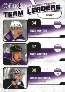 2010-11 O-Pee-Chee Team Leaders #TL14 Anze Kopitar/Anze Kopitar/Jonathan Quick
