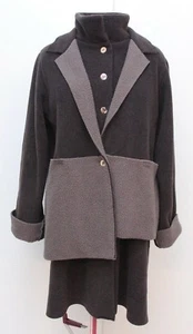 Lynn Mizono Mujer Lagenlook Pieza Original Boho Abrigo Lana Negro Gris Talla Única - Imagen 1 de 10