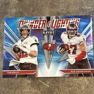2021 Panini Playoff - Thunder & Lightning Silver #TL-4 Tom Brady, Rob Gronkowski - Image 1 of 2