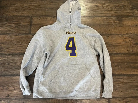 Brett Favre Minnesota Vikings Hoodie NFL Sz XL Gray Sweatshirt STK3 Cover