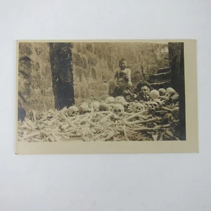 Real Photo Postcard RPPC Boy Paco Cemetery Bone Pit Manila Philippines Antique - Picture 1 of 14