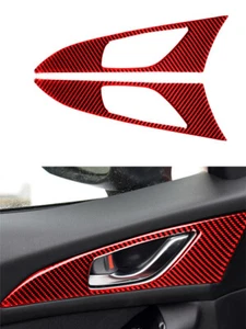 Inside Door Handle Frame Panel Trim Carbon Fiber For MAZDA 3 Axela2014 17-18 Red - Picture 1 of 11