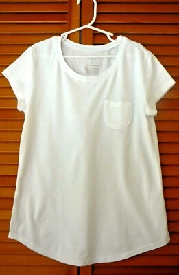 TOP Arizona~Blanco~Manga Gorra~Cuello Escote Escote Escote Cónico~Dobladillo Cónico~Bolsillo~Niñas Talla 14 Foto 1 de 2