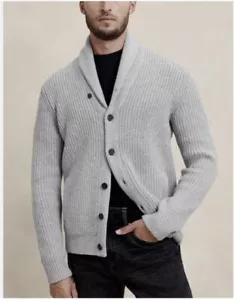 Banana Republic Cozy Shawl Cardigan Grey Sweater Size XL $120 - Picture 1 of 9