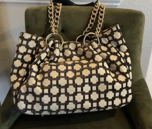 Glenda Gies Millie Chocolate Chenille Designer Handbag w/ Chain Link Strap - Picture 1 of 8