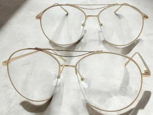 Oversized Classic Vintage Retro Style Clear Lens SUN GLASSES Large Gold Frame - Picture 1 of 7