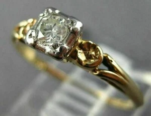 ANTIGUO ANILLO DE COMPROMISO COLA DE PEZ ORO DE 2 TONOS 14KT DIAMANTE MINA ANTIGUO .15CT #20018 - Imagen 1 de 11