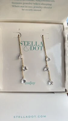 Stella & Dot 透明水晶耳环金色全新! — 第 1/4 张图片