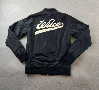 Chaqueta de bombardero Wilco satinada negra unisex talla XS para hombre Indie Rock alternativa RARA Foto 1 de 4