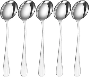 PEBBLE HUG 4Pcs Soup Spoons Stainless Steel Spoon for Soup, Smooth Edges - Picture 1 of 8