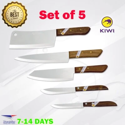 Juego de 5 cuchillos de cocina KIWI W5W mango de madera pelar frutas cortar verduras Foto 1 de 4