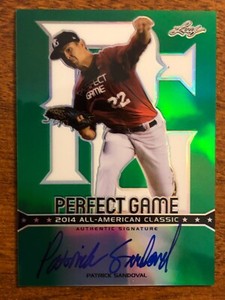 2014 Leaf Metal Draft Perfect Game Green Prismatic 5/5 Patrick Sandoval Auto