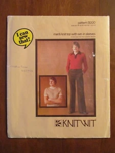 KNITWIT PATTERN - 9200 MEN'S KNIT TOP TAB FRONT SET-IN SLEEVES 87-117cm UNCUT  - Picture 1 of 2