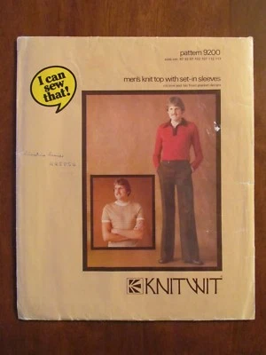 KNITWIT PATTERN - 9200 MEN'S KNIT TOP TAB FRONT SET-IN SLEEVES 87-117cm UNCUT  - Image 1 of 2