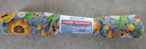 VTG JoAnn Fabric Remnant .528 yd 100% Cotton Sunflower Poppy Yellow Gray - Picture 1 of 4