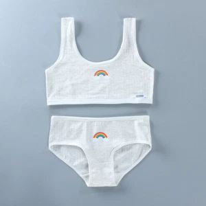 Girls Crop Top First Bra Knickers Brief Set Underwear Bralette AGE 8-14 Years - Picture 1 of 12