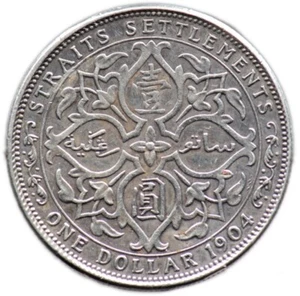 1 DOLLAR 1904 ETABLISSEMENTS DES DETROITS / STRAITS SETTLEMENTS - Argent Silver - Picture 1 of 2